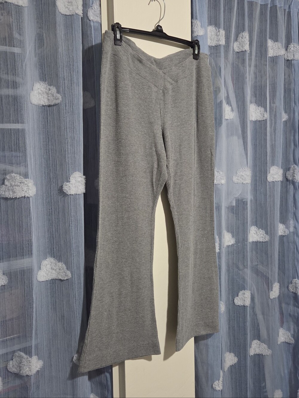 Colsie Ribbed Crossover Waist Flared Pants - Picture 2 of 7